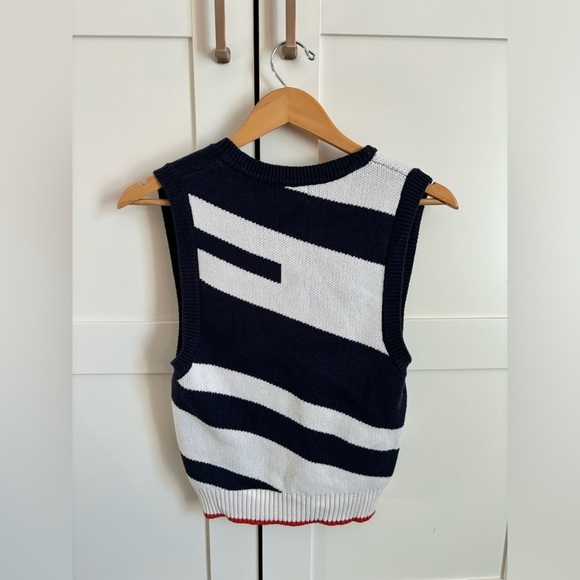 Anthropologie Maeve V neck sweater vest blue and white size small - Picture 5 of 9